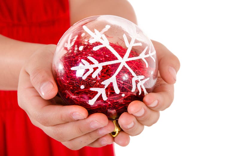 Child Hand Holding a Christmass Ornament Stock Photo - Image of home ...