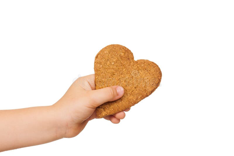 Child Hand Holding Gingerbread Stock Photo Image of food, copyspace