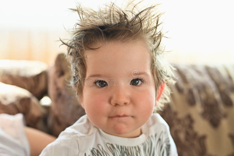The Child Has Hair Sticking Out. it`s Time for the Baby To Get a Haircut Stock Image - Image of sticking, haircut: 179806137 The Child Has Hair Sticking Out. it`s Time for the Baby To Get a Haircut Stock Image - Image of sticking, haircut: 179806137