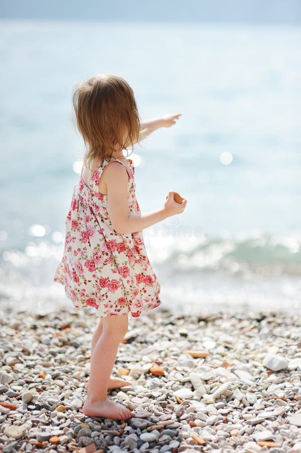 A Child Having Fun on a Beach Stock Image - Image of outside, hair ...