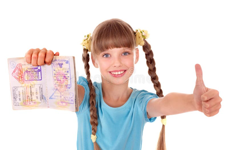 Child holding passport. stock image. Image of childhood 16387271