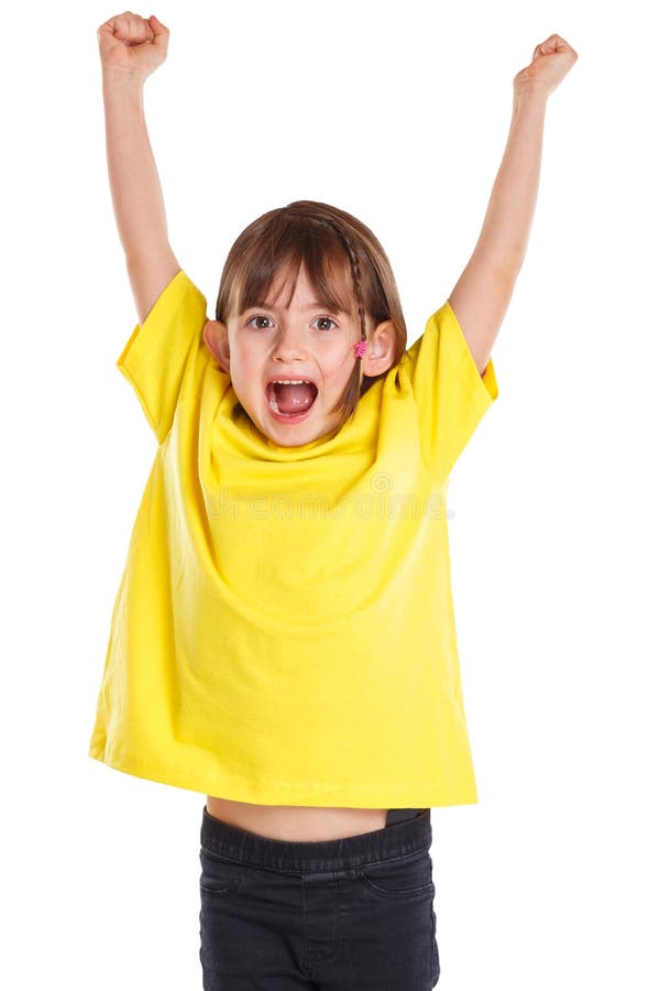 Child kid girl happy happiness success successful good fun jumping young isolated on white stock images Child kid girl happy happiness success successful good fun jumping young isolated on white stock images