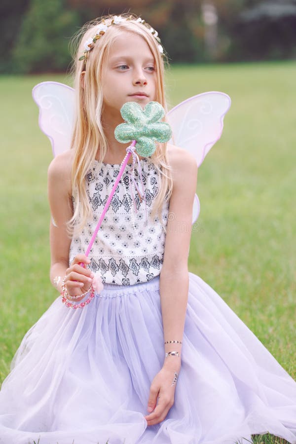 Child Kid Girl with Long Hair Wearing Pink Fairy Wings and Tutu Tulle ...