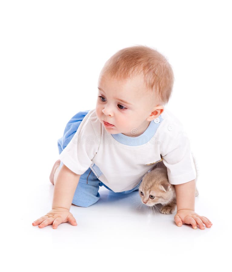 Child with kitten