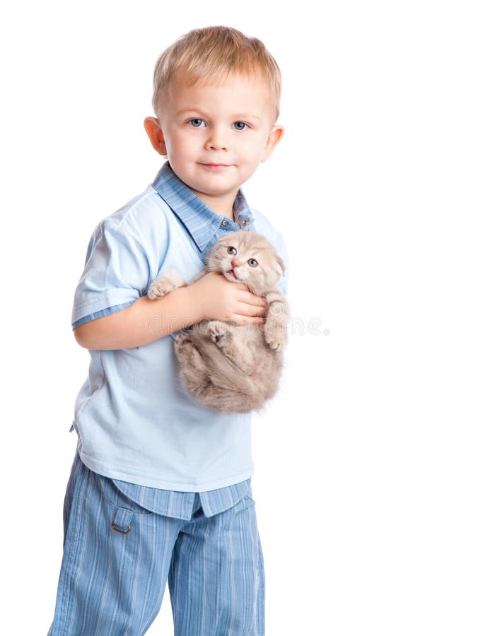 Child with kitten