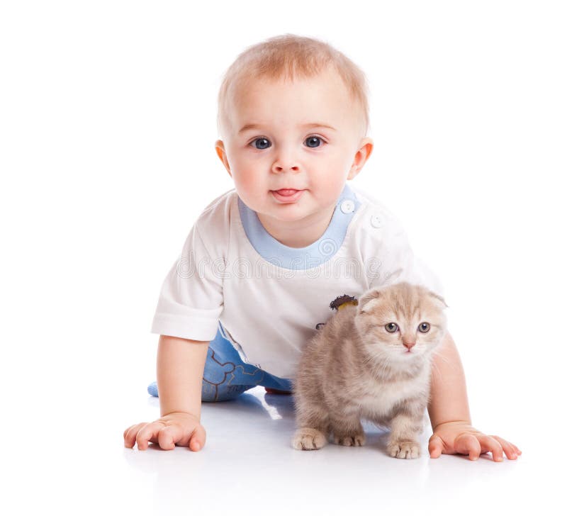 Child with kitten