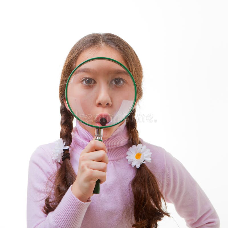 Child magnifying glass stock image. Image of people, concept 29214349