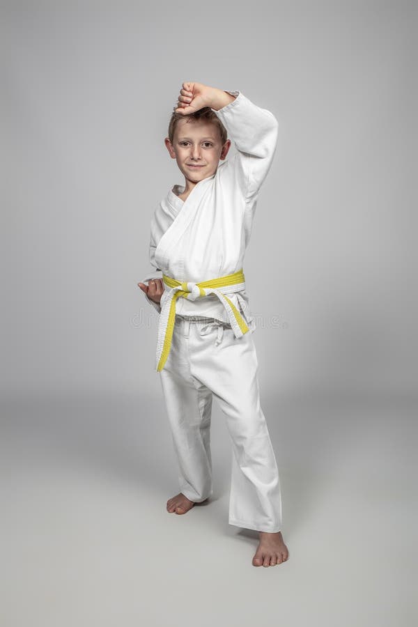 Child Martial Arts in Age Uke Pose Stock Image Image of isolated, judogi 193388909