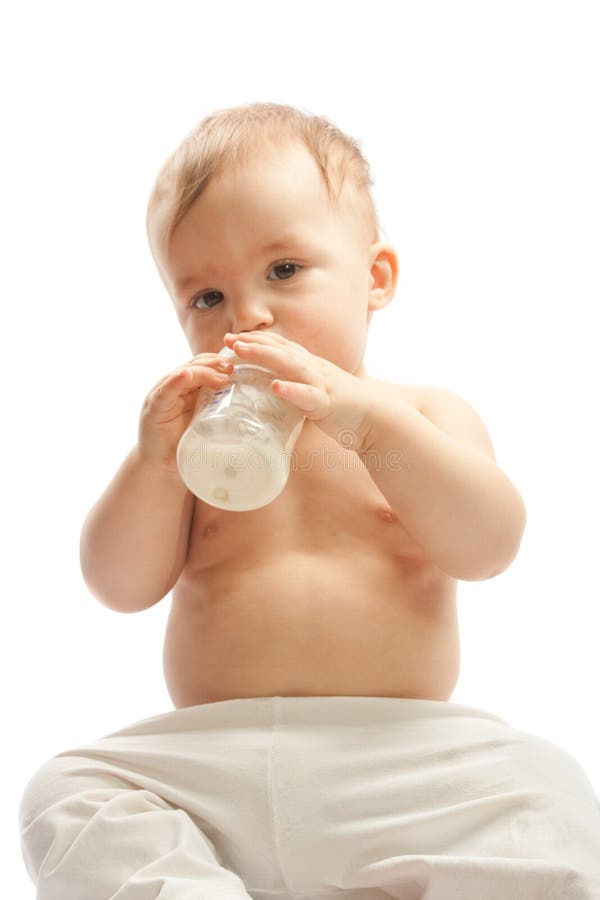 Child with milk bottle