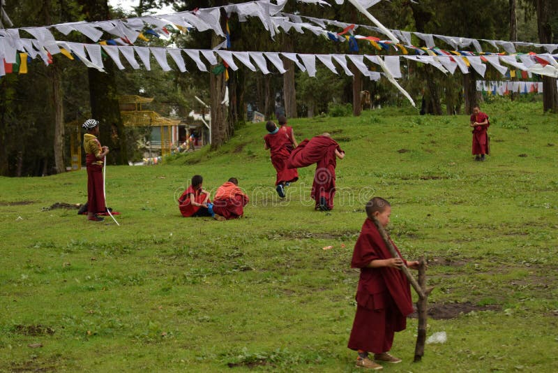 Child monks playing stock images Child monks playing stock images