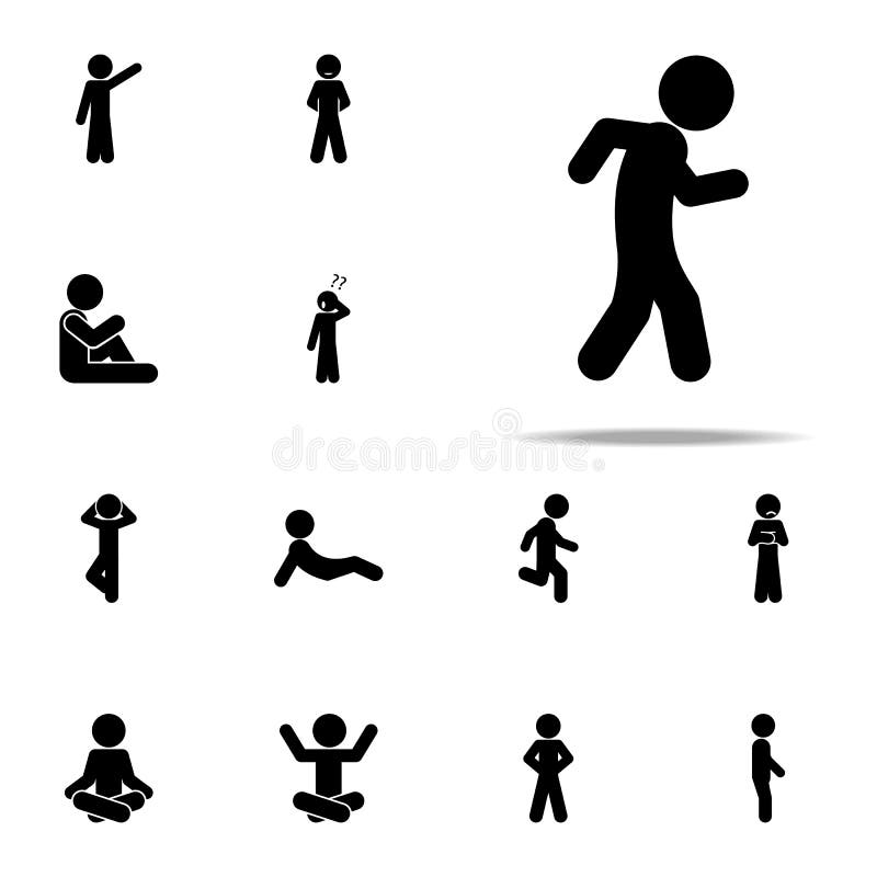 Man Moving Icon. Walking, Running People Icons Universal Set for  and Mobile Stock