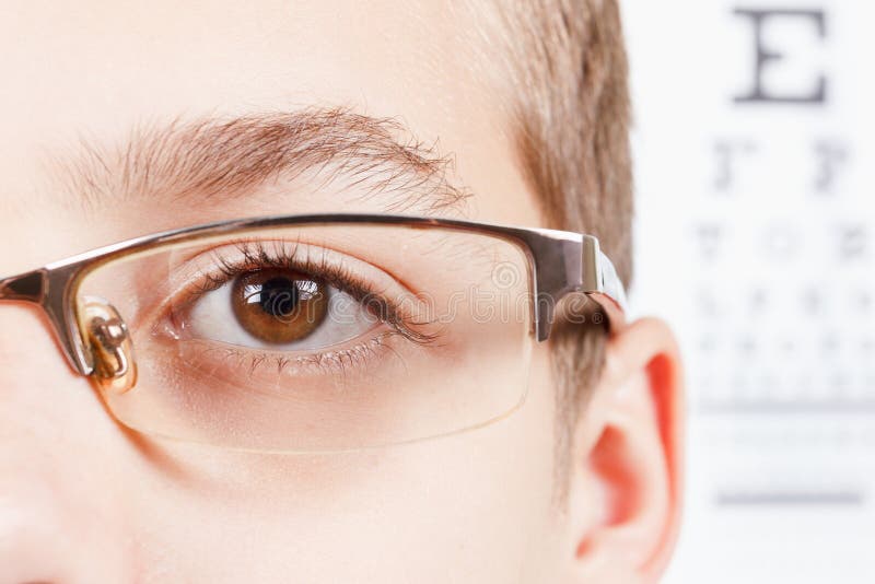 Child an ophthalmologist .Portrait of a boy with glasses.