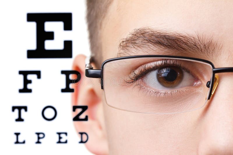 Child an ophthalmologist .Portrait of a boy with glasses.