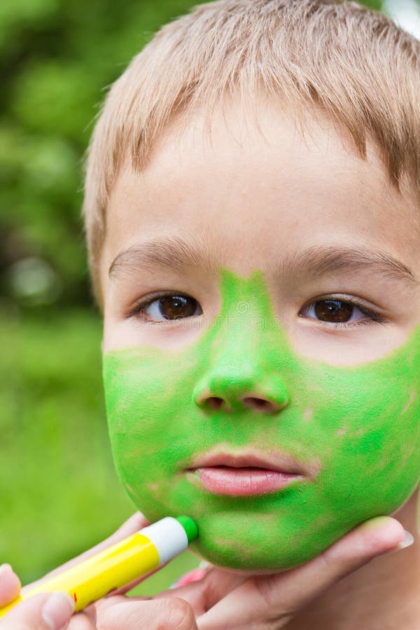 Child Paint the Face Paints Stock Image Image of drawing, artwork