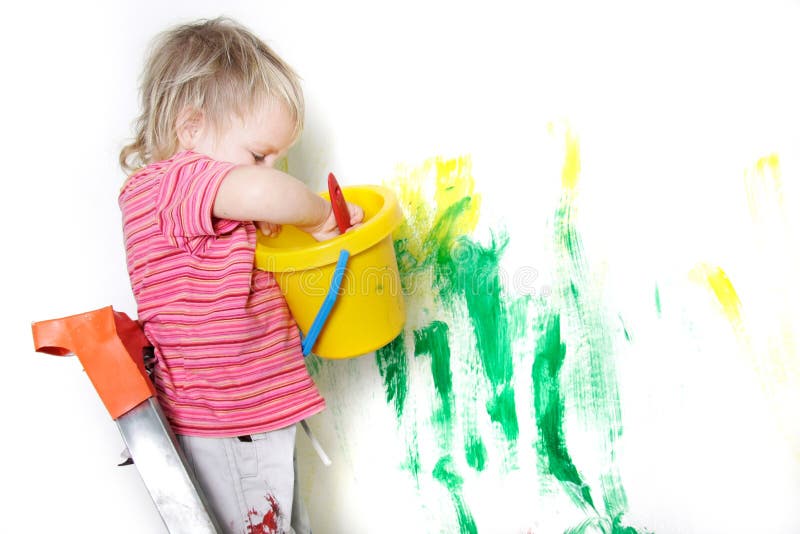 Child painting over white