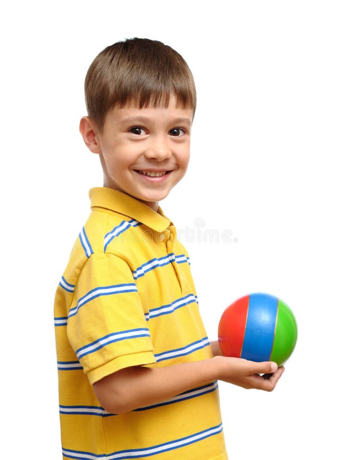 Child playing with colorful toy rubber ball