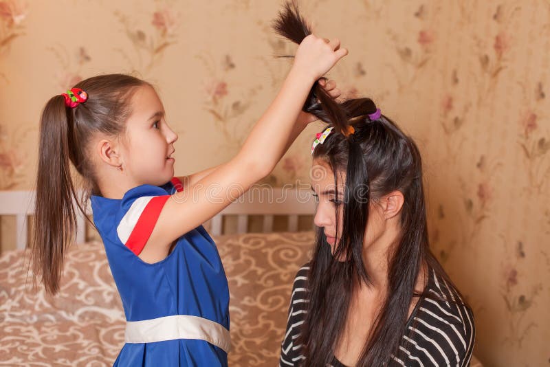 Daughter Trying On Mothers Bra Stock Photo 620112656