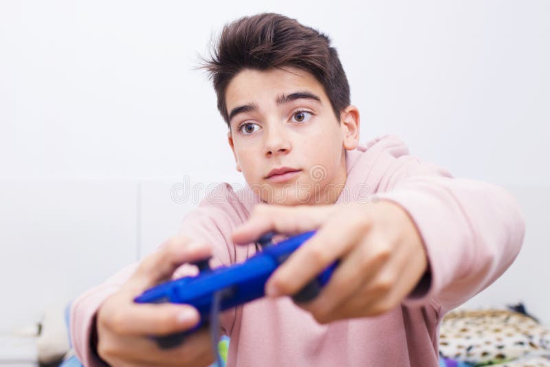 Child Playing with the Joystick, Video Game Stock Image Image of