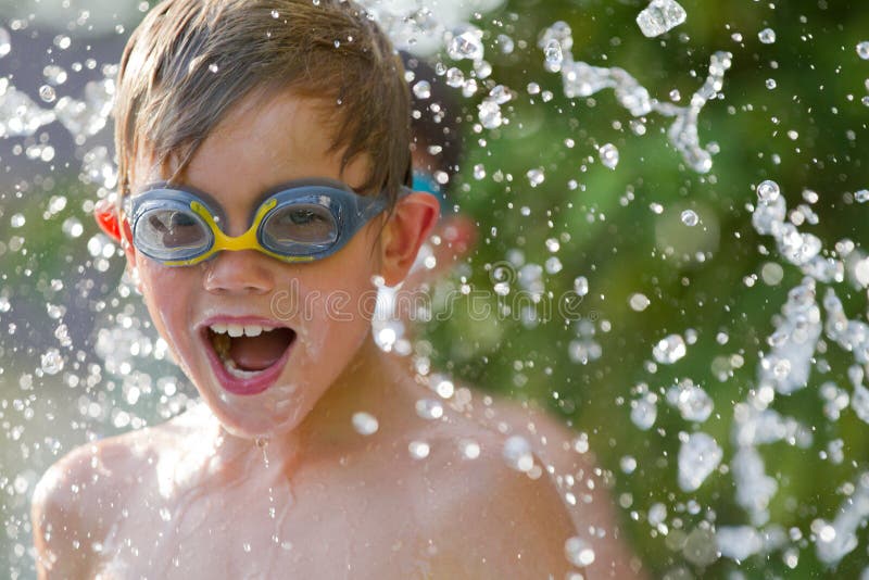 Child playing in the water