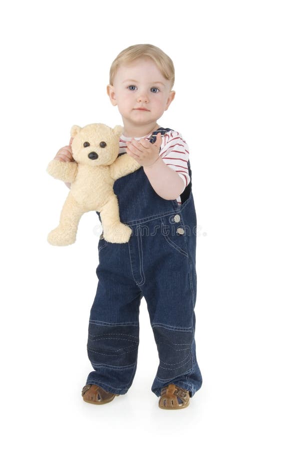 Child with plushy cuddle-bear