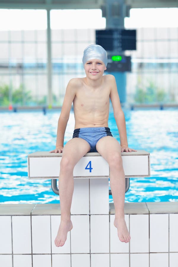 Child portrait on swimming pool