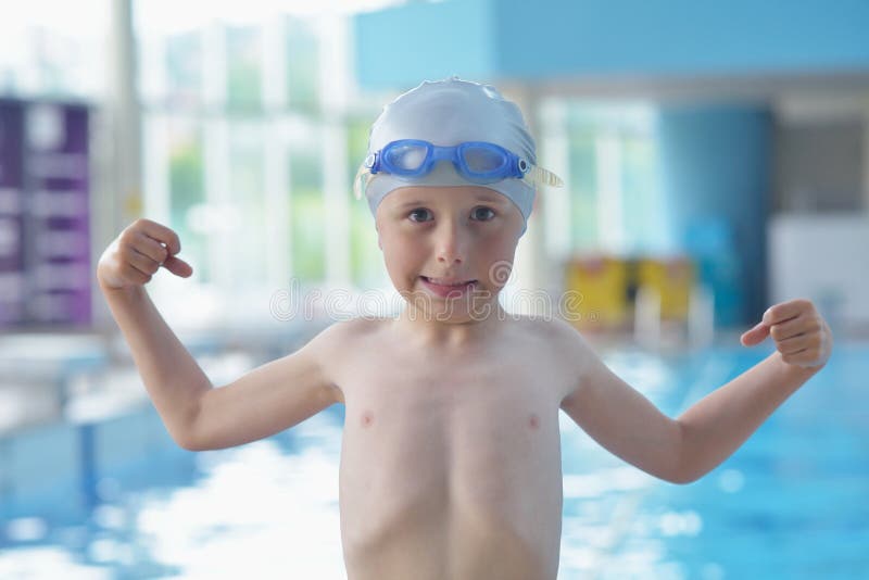 Child portrait on swimming pool