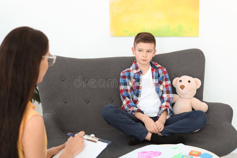 Child Psychologist Working with Boy Stock Image Image of psychiatrist