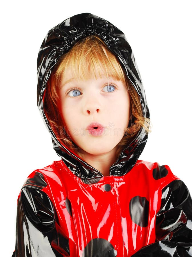 Child in rain coat.