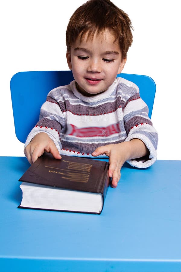 Child reading a book stock photo. Image of single, history 28237482