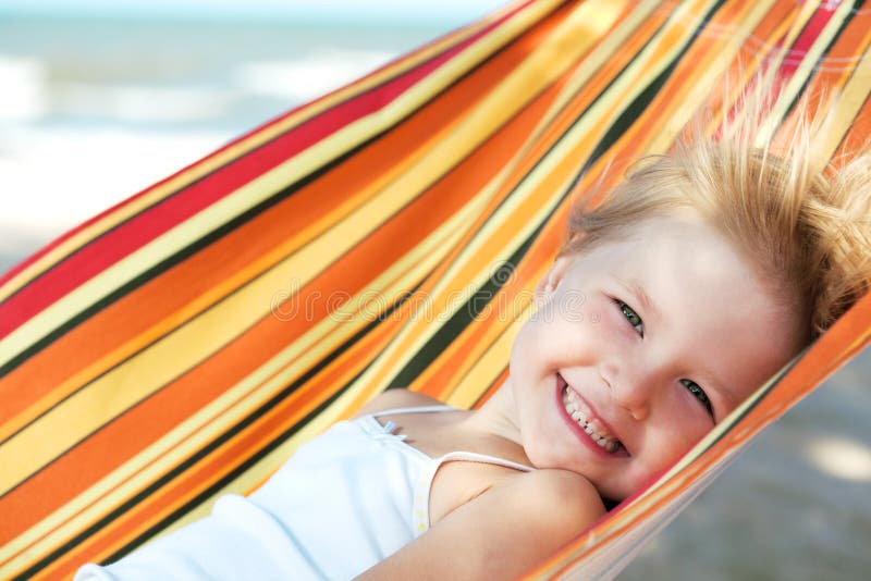 Child relaxing in a hammock