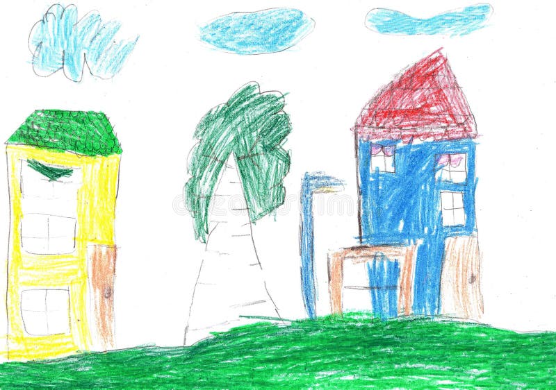 https://thumbs.dreamstime.com/b/child-s-drawing-house-trees-bench-tree-swing-96943026.jpg