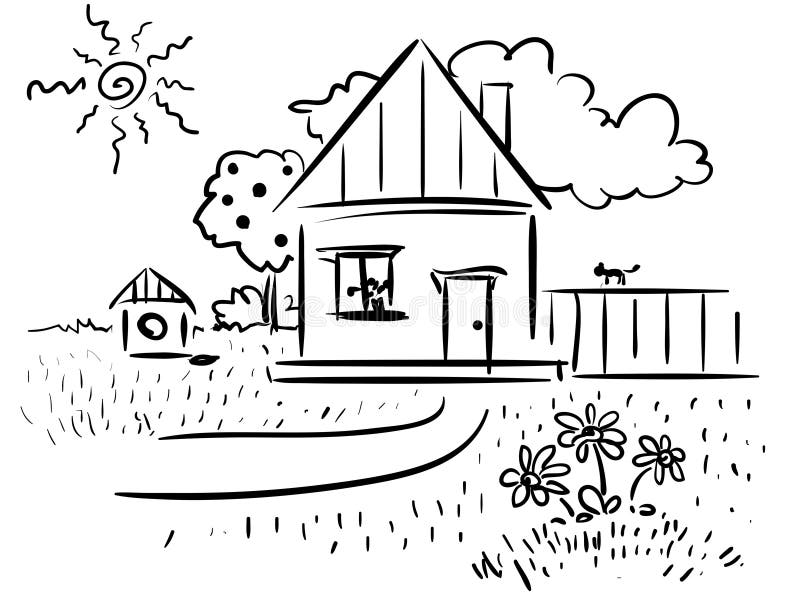 https://thumbs.dreamstime.com/b/child-s-drawing-house-yard-dog-cat-fence-190551291.jpg