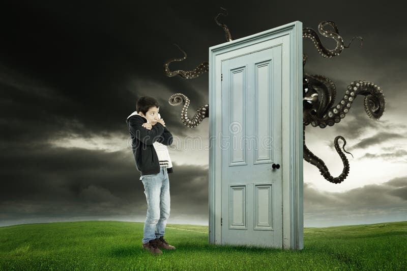 441 Monsters Behind Door Images, Stock Photos, 3D objects