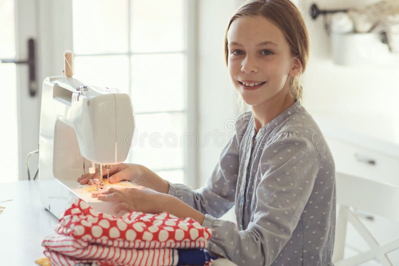 Child sewing stock image. Image of human, classroom, female 60026533