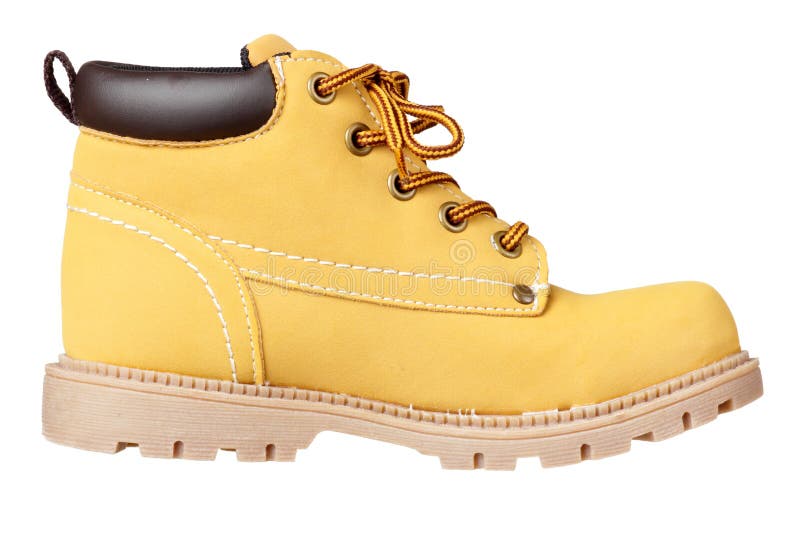 Child sized work boot stock image. Image of left, laces 21849833
