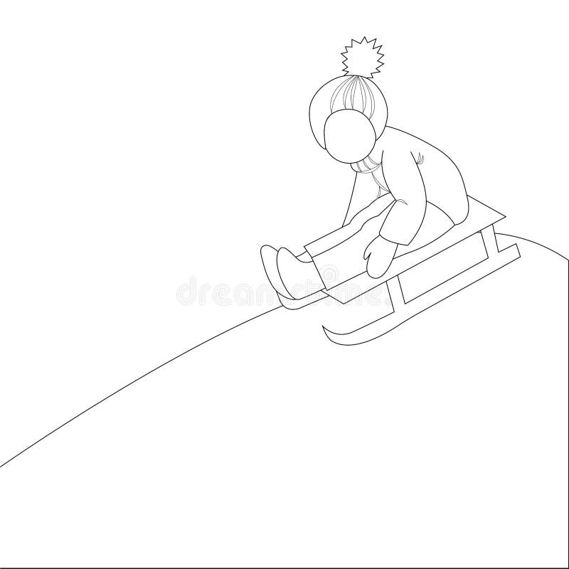 Download Playing Outdoor. Children Sledding. Boys Skiing. Girl Making The Snowman Stock Illustration ...