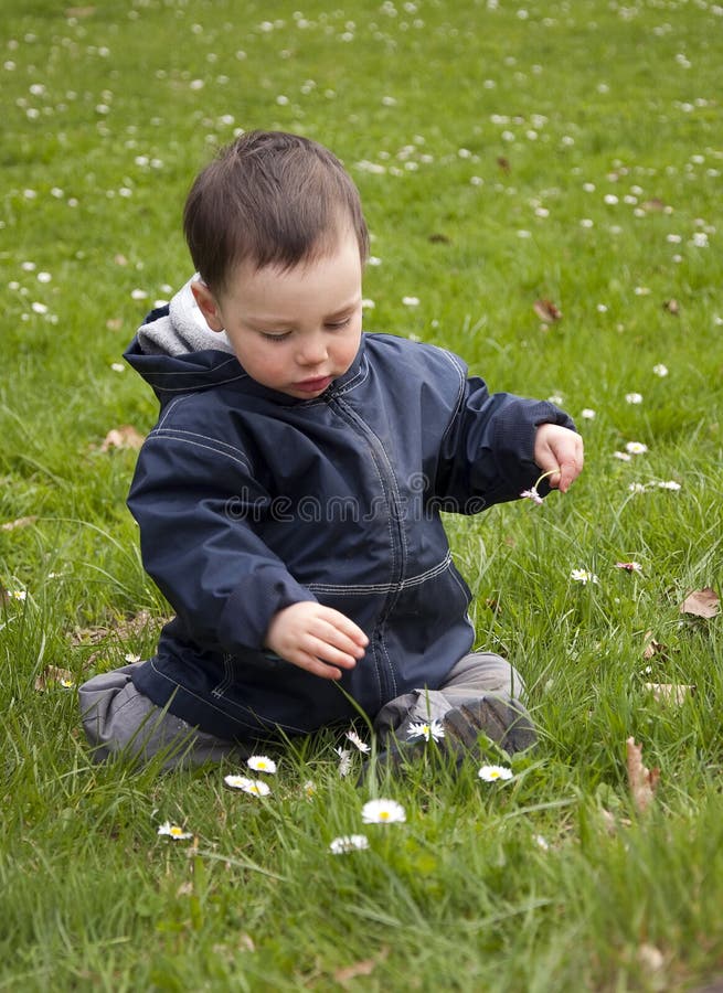 Child in spring grass