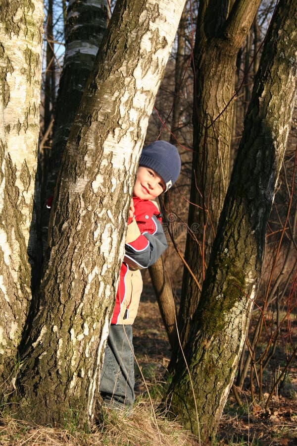 Child in a spring wood