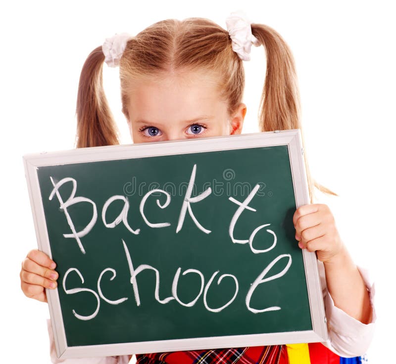 Child with stack book. stock photo