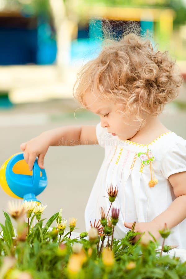 Child in summer garden