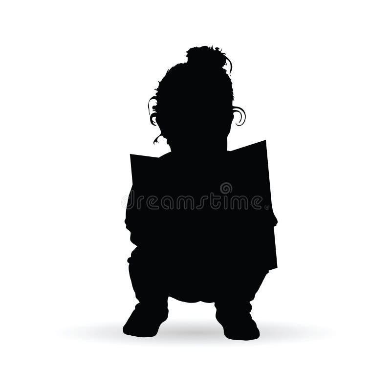 young girl reading silhouette