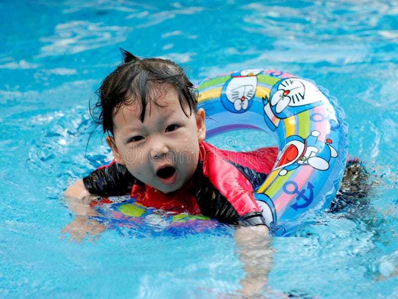 the child swimming