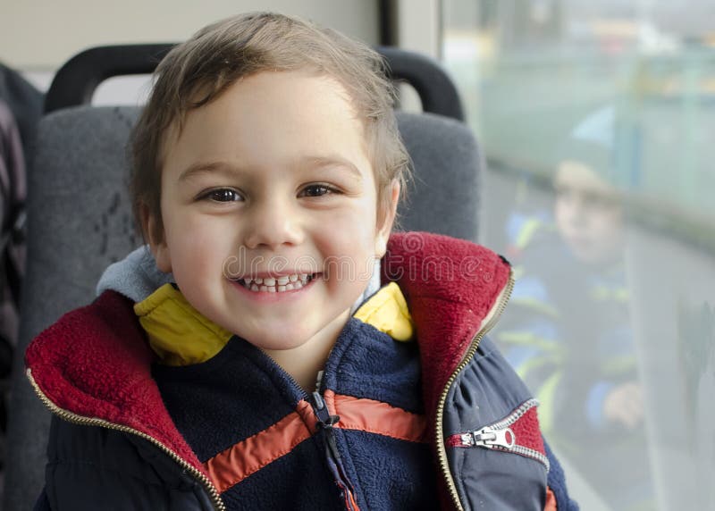 Child traveling by bus