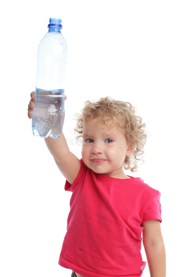 Funny Child with a Big Water Bottle Stock Image Image of hand
