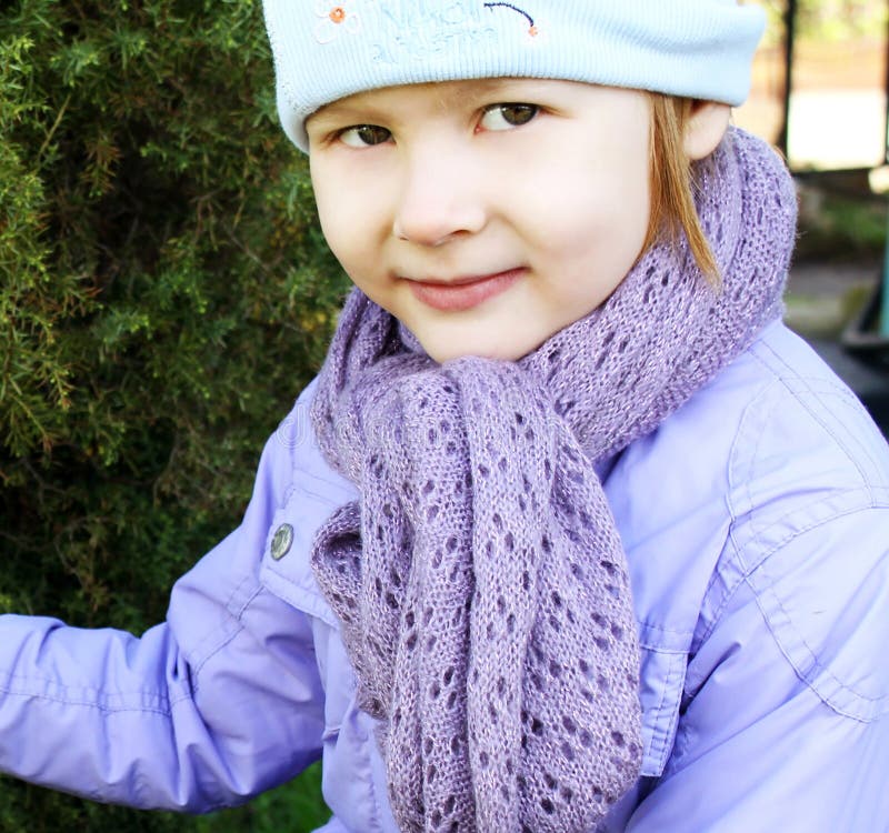 A child wearing a scarf stock photo. Image of girl, pretty 24917784