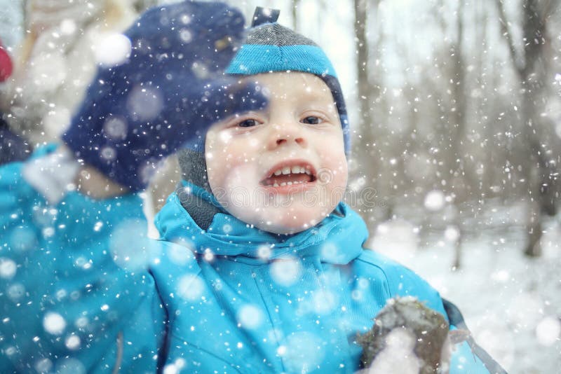 Child on a winter walk stock photo. Image of children 64155700