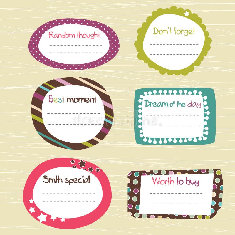 Childish scrapbook labels