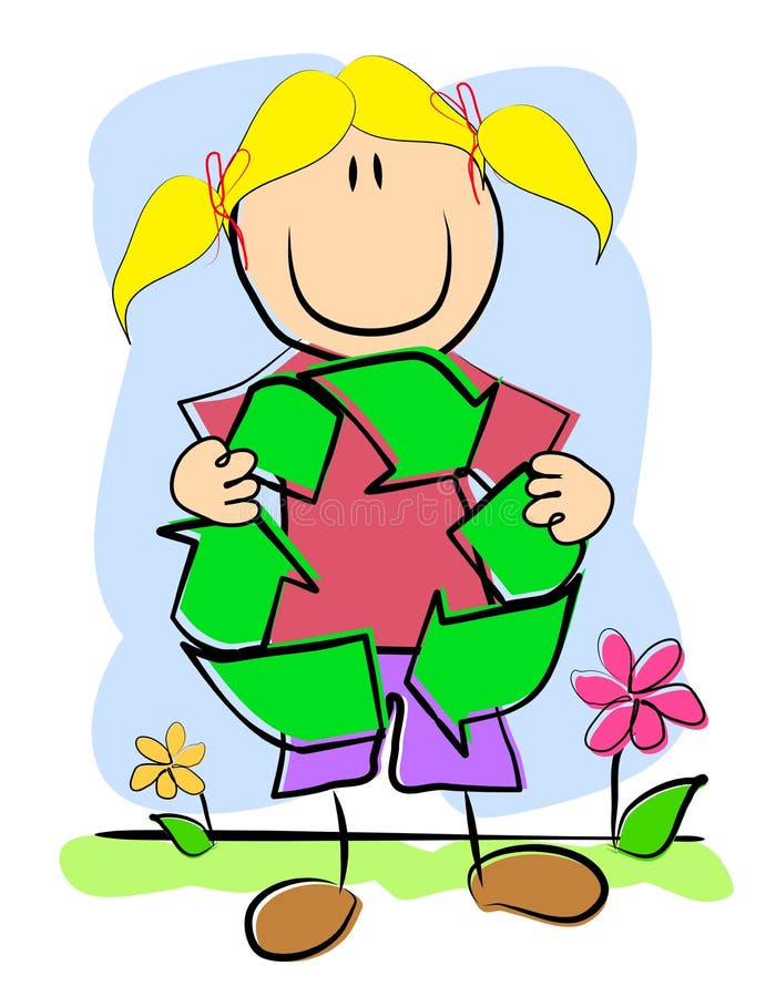 Childlike Drawing Recycle Symbol stock illustration
