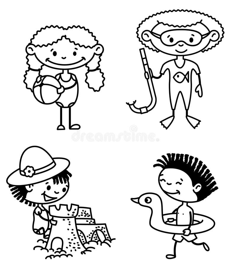 Fishing Boy for Coloring Book. Stock Vector - Illustration of paint