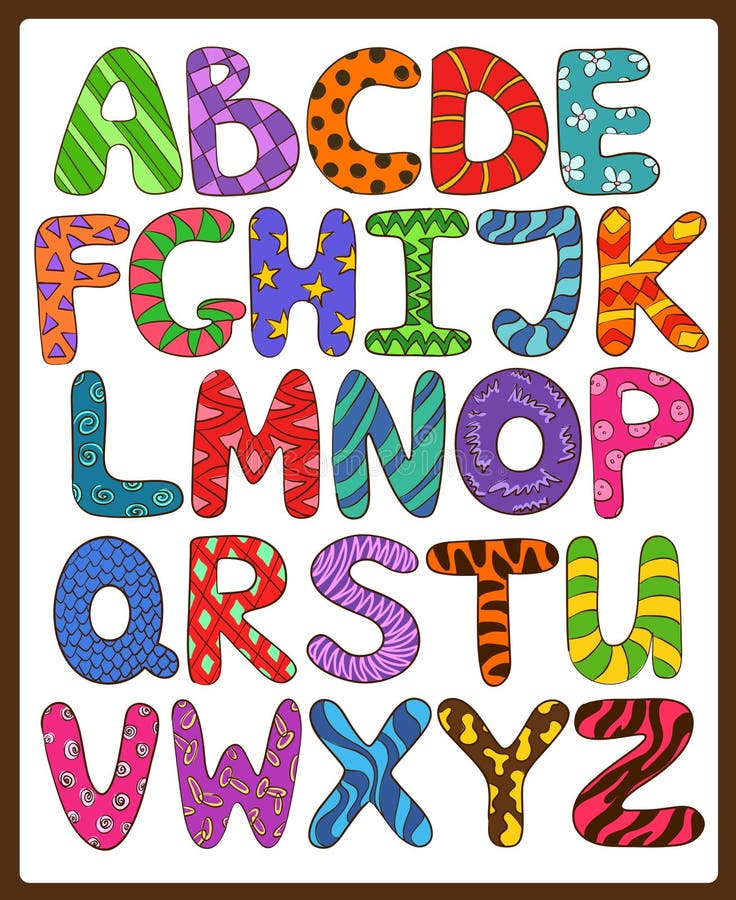 Children Alphabet With Cartoon Capital Letters Stock Vector